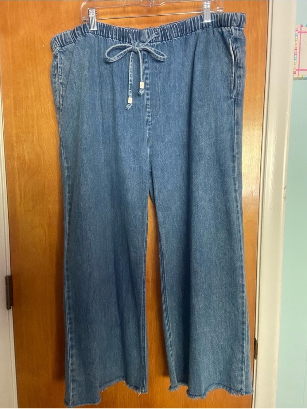 👖White Birch Black Label Lt. Blue Wide-Leg Denim OVERSIZED Sz 14 NOTE THE INSEAM